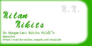 milan nikits business card